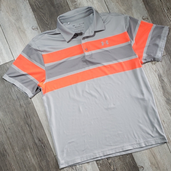 Under Armour Playoff 2.0 Block Stripe Polo Shirt - Grey Wolf/Concrete - Picture 1 of 6